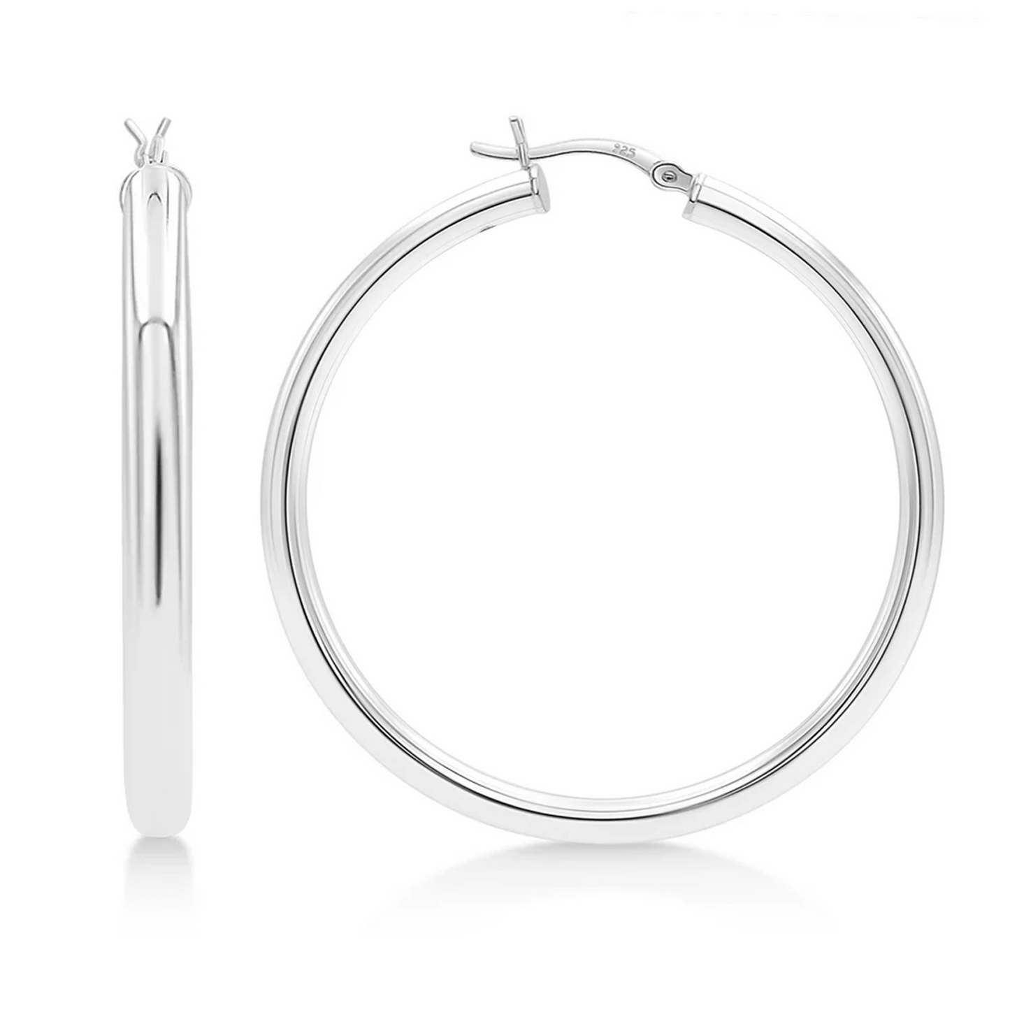40MM SILVER HOOPS