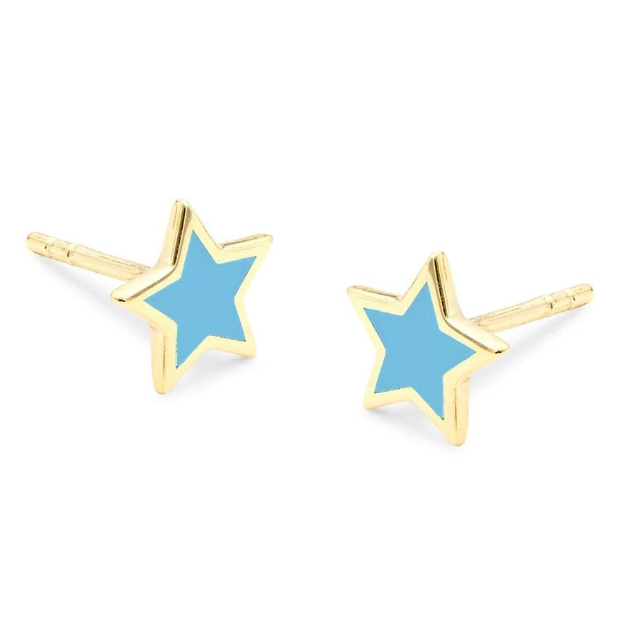 GOLD/BLUE ENAMEL STAR STUDS