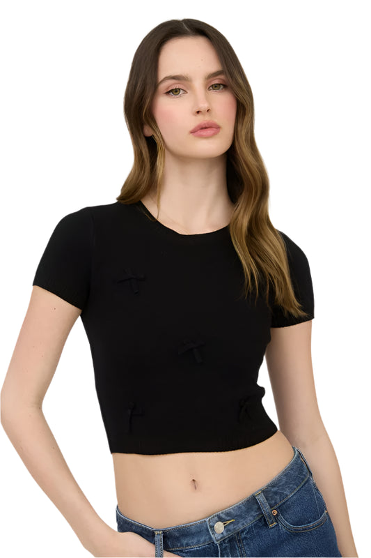 BLACK BOW CREW NECK