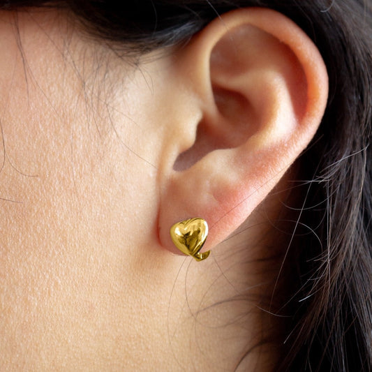 PUFFY HEART HUGGIES in GOLD