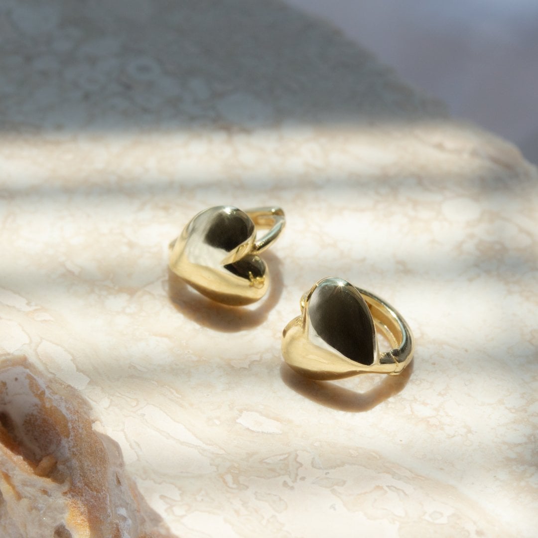 PUFFY HEART HUGGIES in GOLD