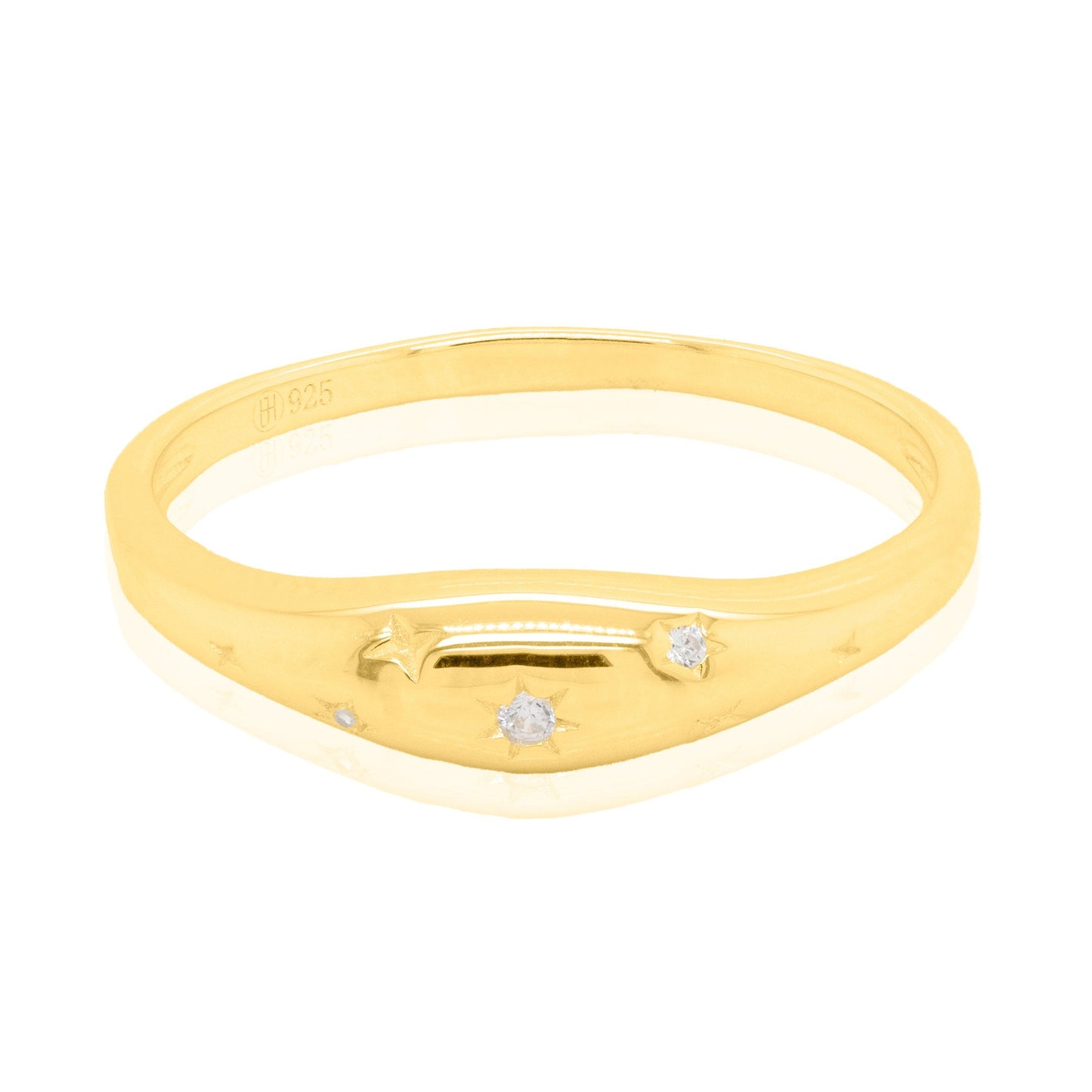 GOLD STAR SETTING SLIM DOME RING
