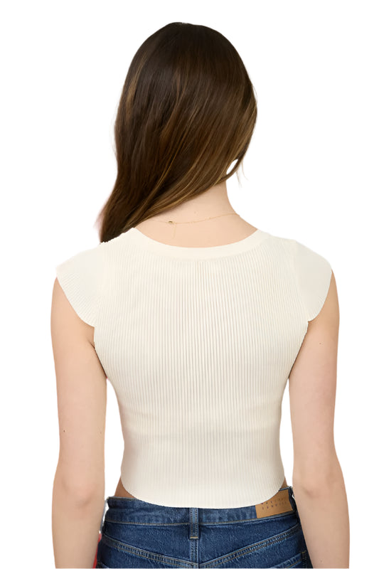 GOLD BOW BUTTON IVORY TOP