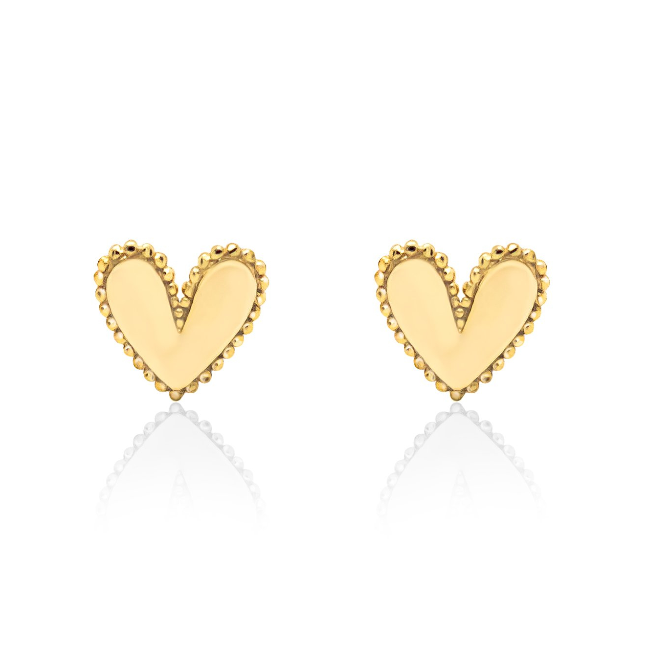 GOLD BEAD HEART EARRINGS