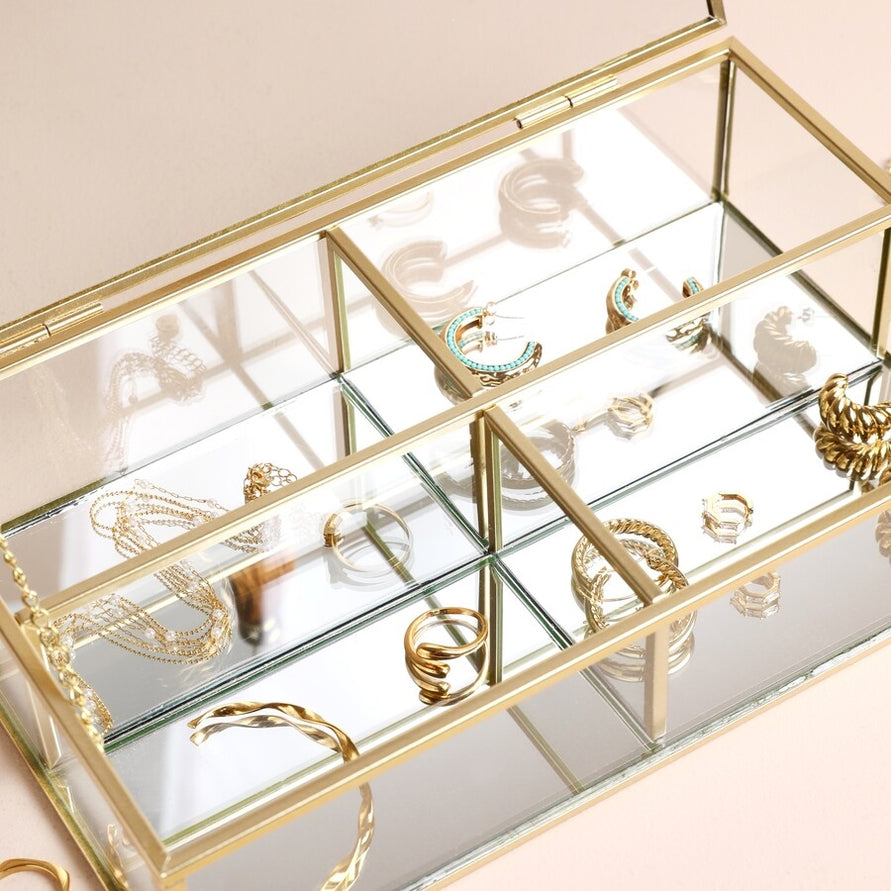 LARGE GLASS JEWELRY BOX