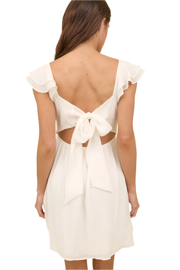 WHITE RUFFLE SLEEVE DRESS