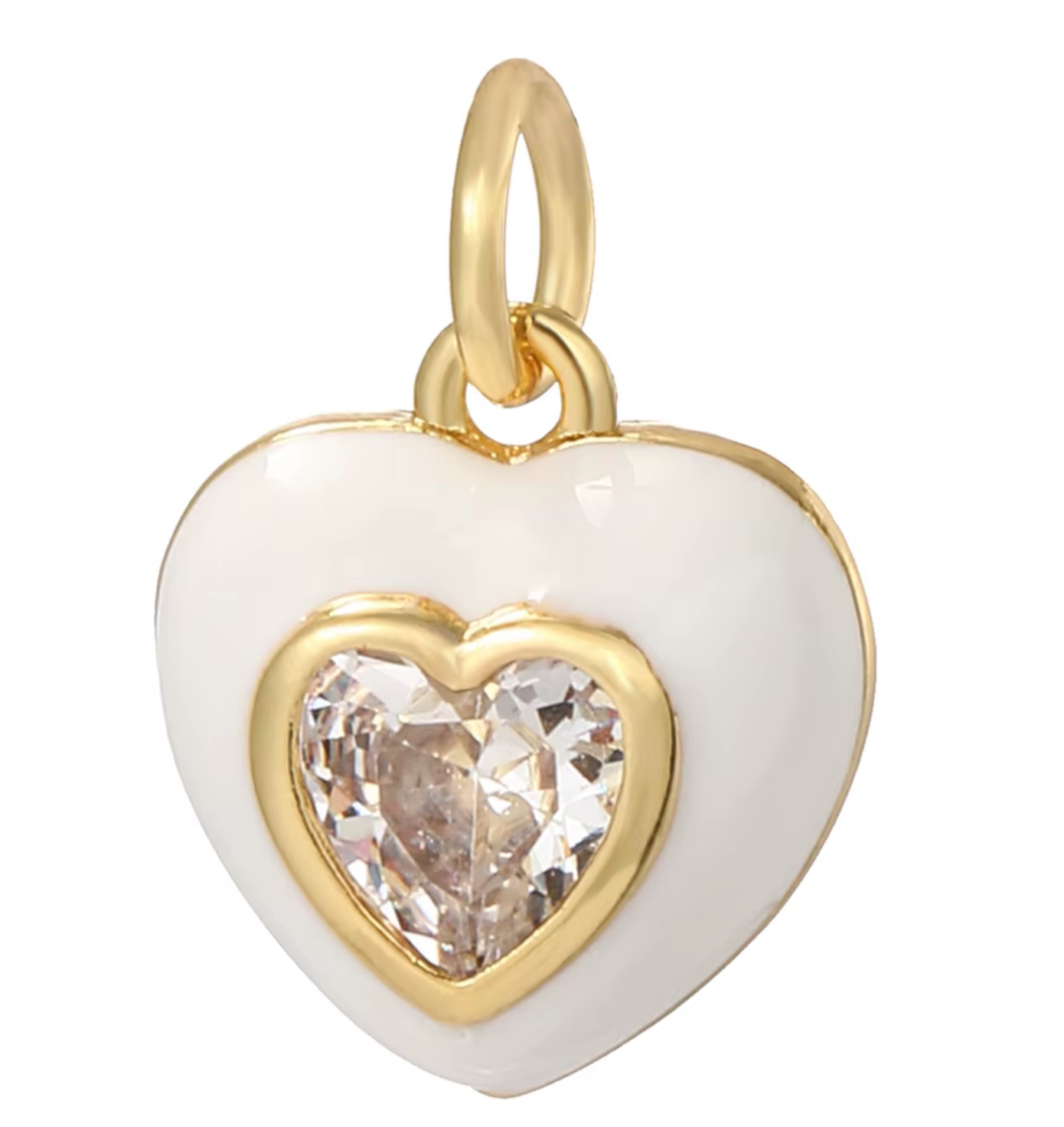 WHITE HEART W/ CRYSTAL