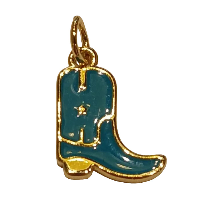 TINY BLUE COWBOY BOOT CHARM