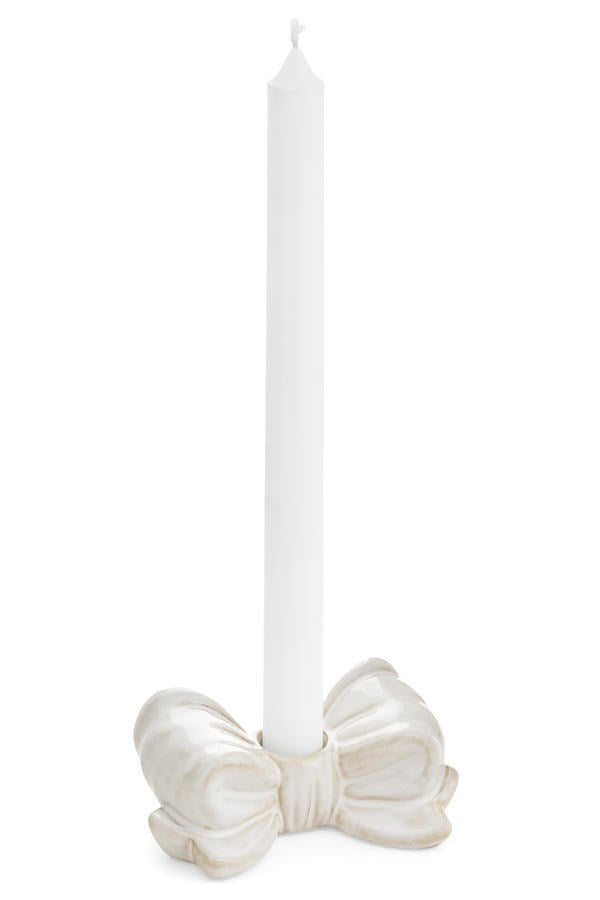 WHITE PORCELAIN BOW CANDLE HOLDER