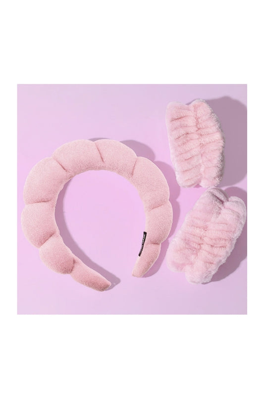 PINK SPA HEADBAND & WRISTBAND SET