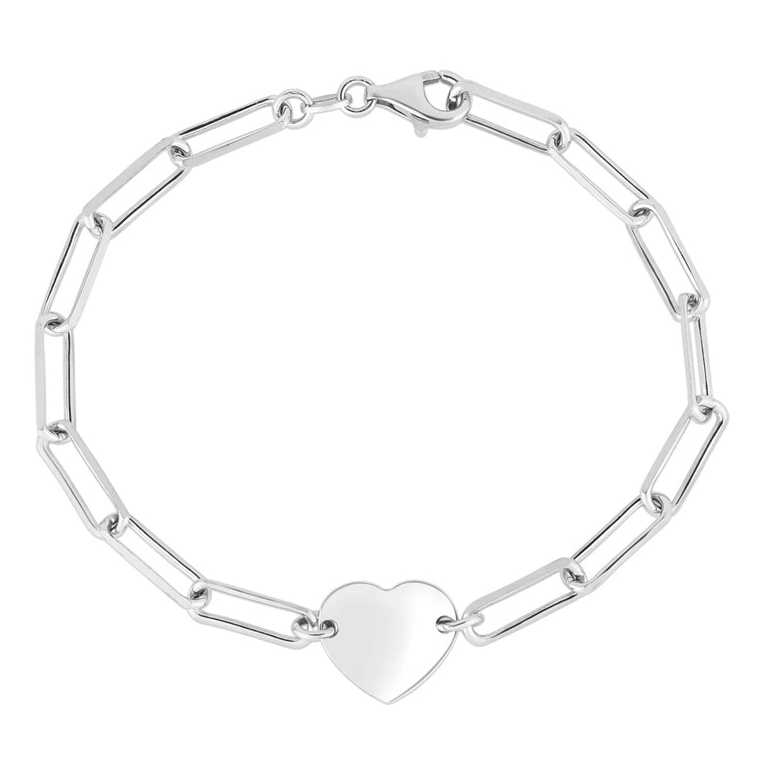 SILVER PAPERCLIP HEART BRACELET