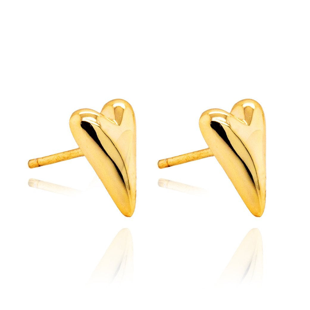 GOLD PUFFY HEART STUDS