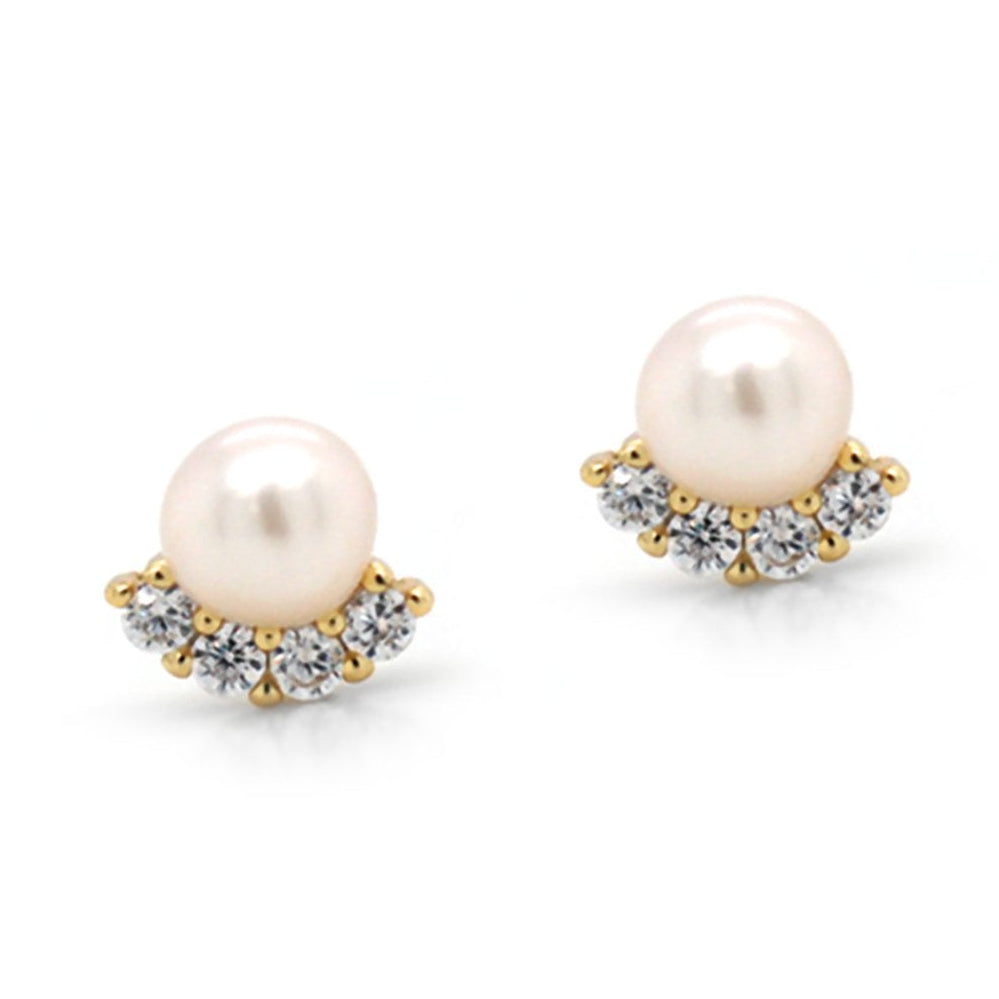 GOLD PEARL AND CRYSTAL EARRINGS