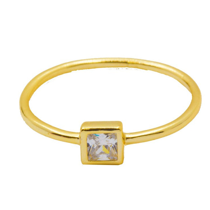 GOLD/CRYSTAL SQUARE HALO RING