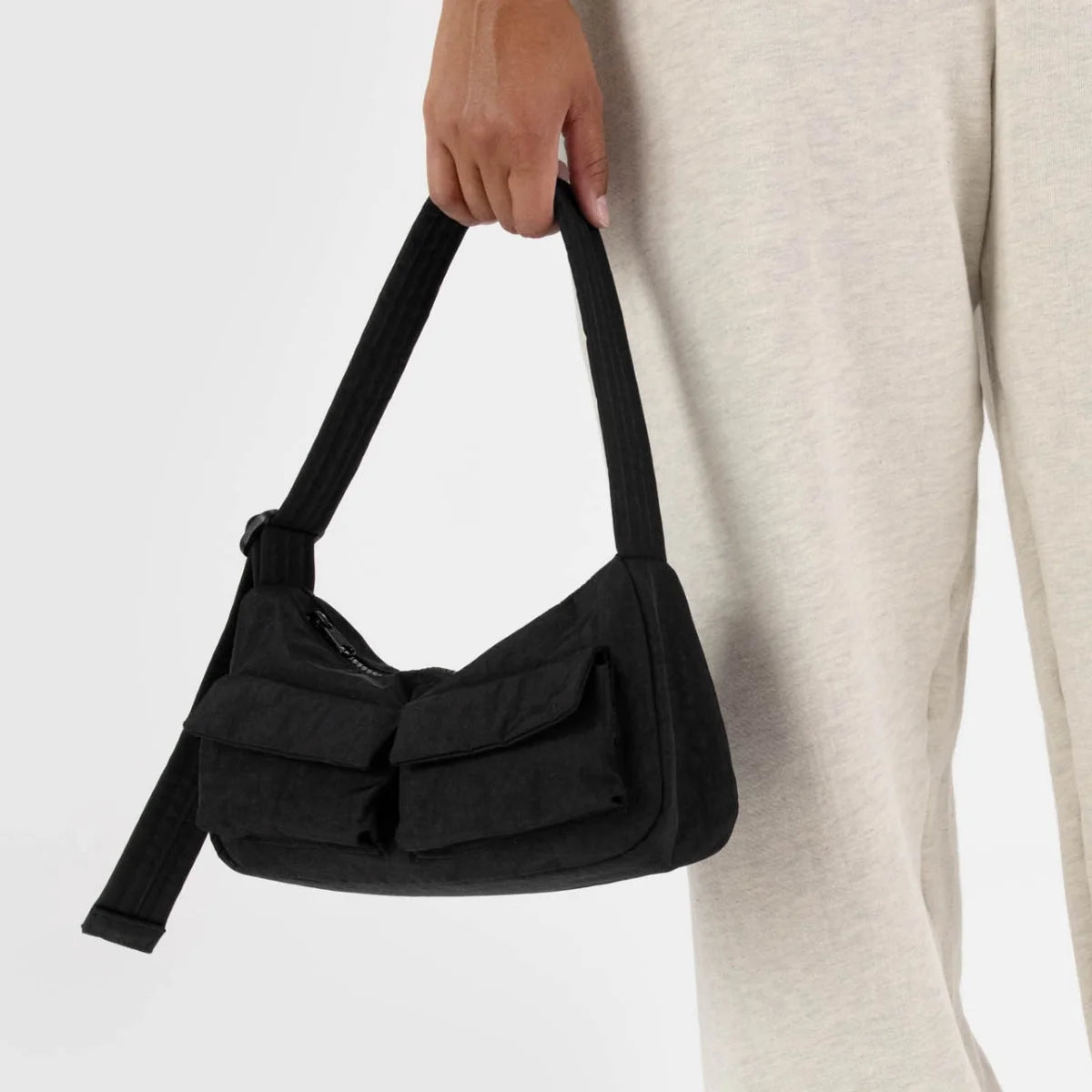 BLACK CARGO SHOULDER BAG