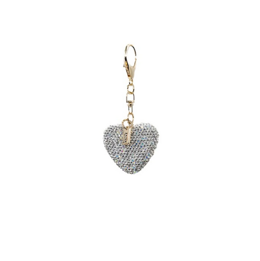 SILVER RHINESTONE HEART BAG CHARM