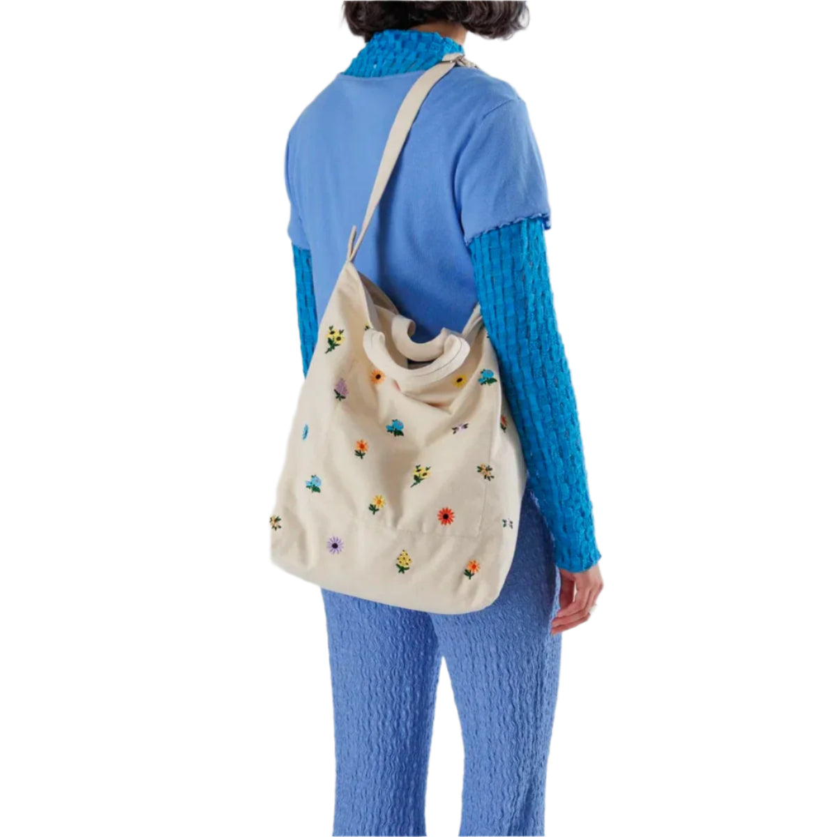 DITSY FLORAL EMBROIDERED ZIP TOTE
