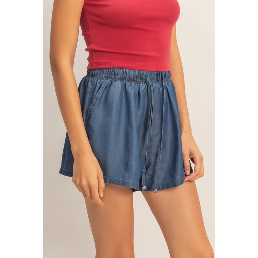 DARK BLUE DRAWSTRING SHORTS