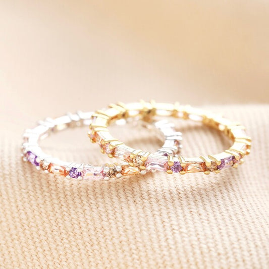 SILVER PASTEL BAGUETTE RING
