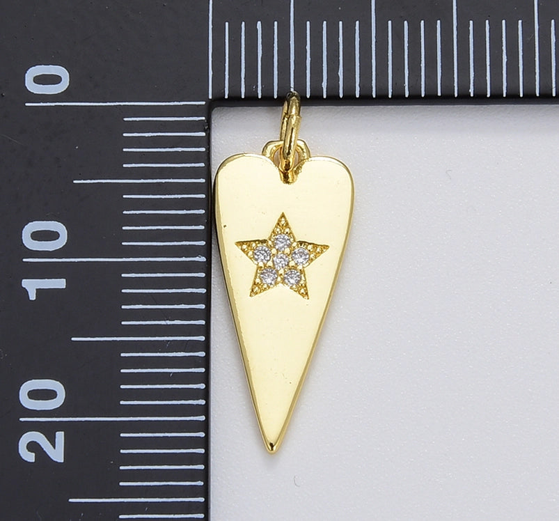 GOLD POINTY HEART W/ STAR CHARM