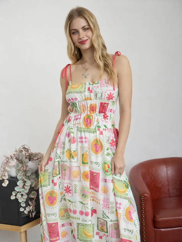 FRUIT MOTIF MAXI DRESS