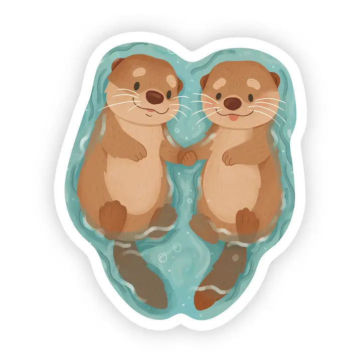 TWO LITTLE OTTERS STICKER