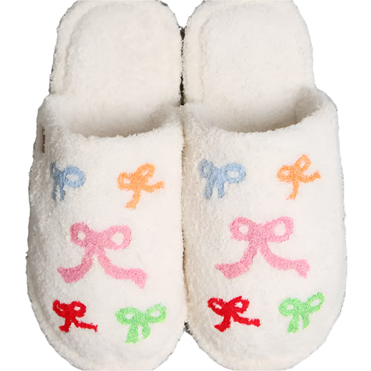 COLOURFUL BOW SLIPPERS