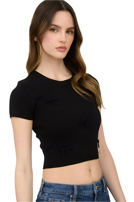 BLACK BOW CREW NECK