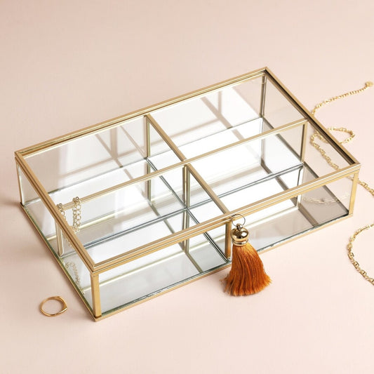 LARGE GLASS JEWELRY BOX