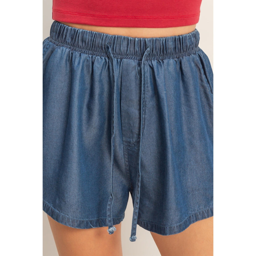 DARK BLUE DRAWSTRING SHORTS