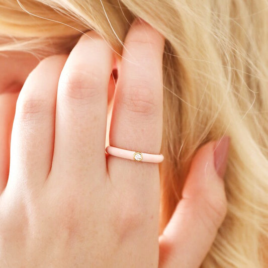 PINK ENAMEL RING