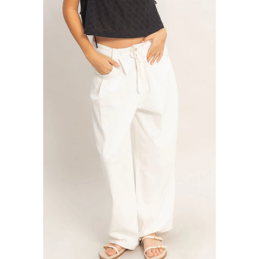 DRAWSTRING WIDE LEG PANTS