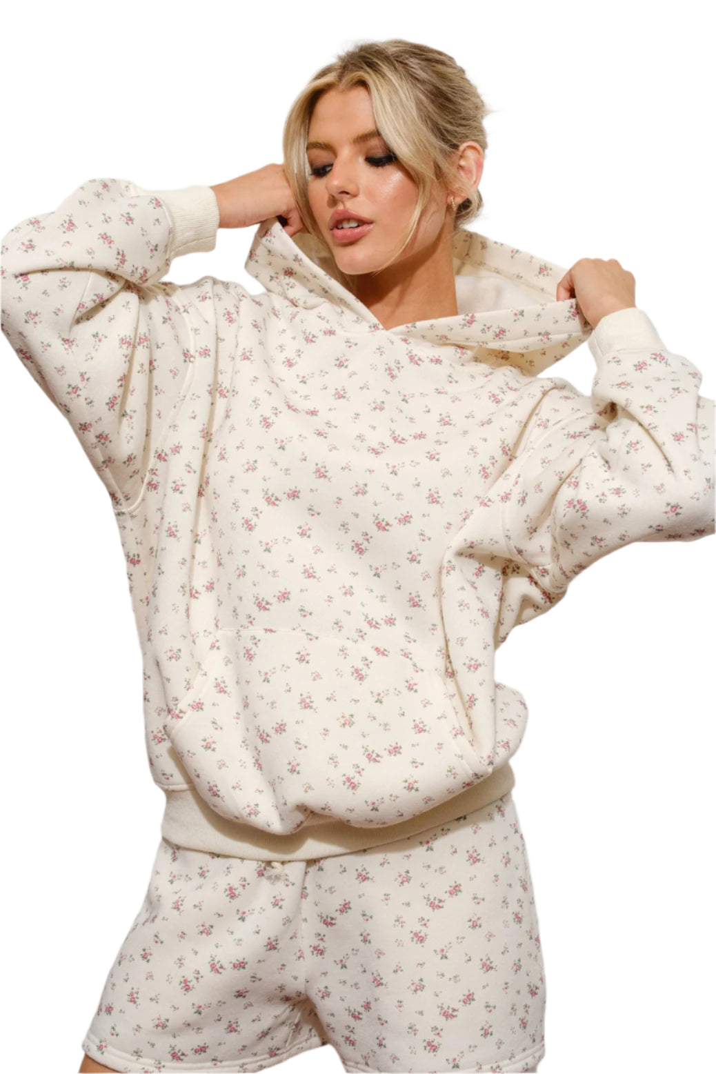 CREAM DITSY FLORAL HOODIE