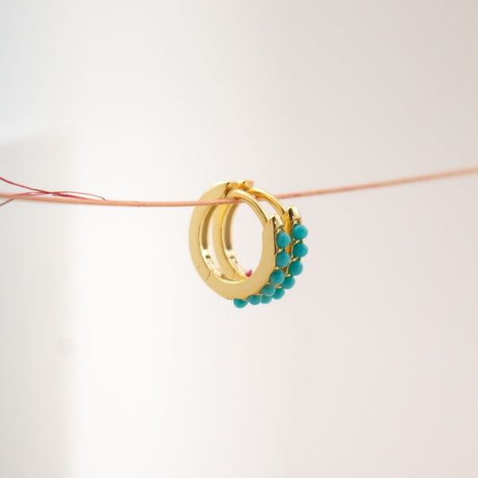 TURQUOISE HUGGIES in GOLD