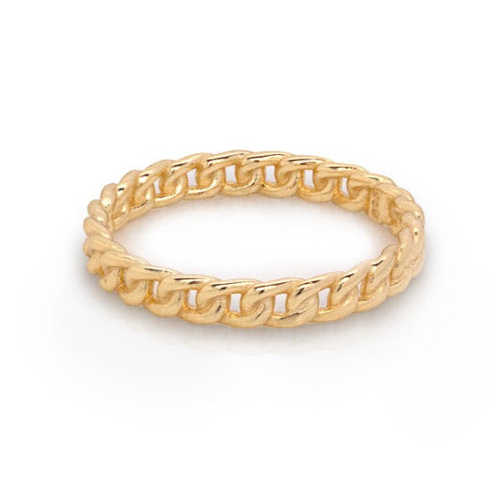 GOLD CURB STACKING RING