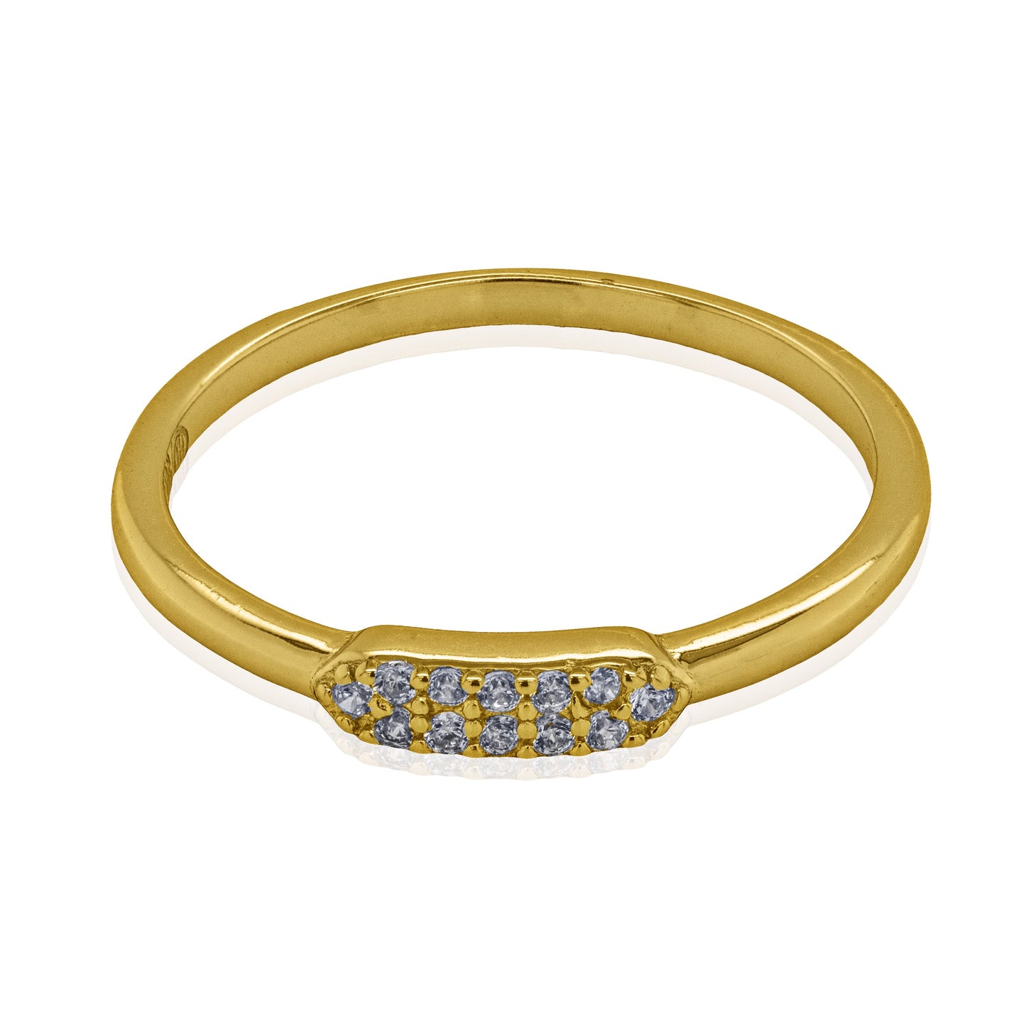 GOLD PAVE SLIM BAR RING