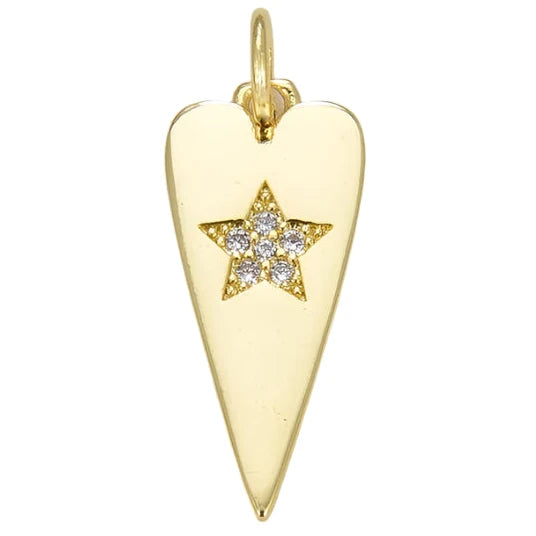 GOLD POINTY HEART W/ STAR CHARM