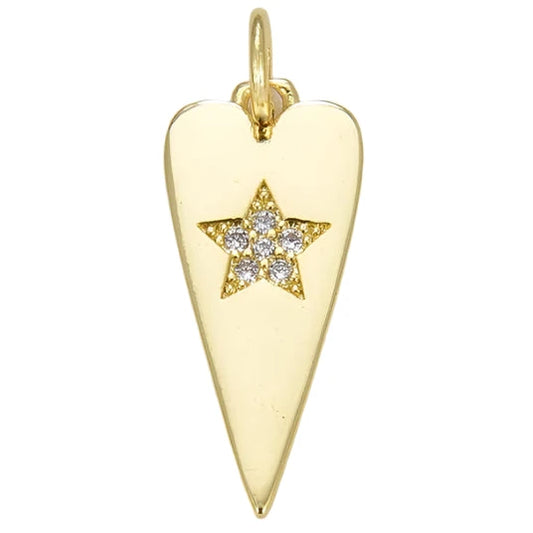GOLD POINTY HEART W/ STAR CHARM