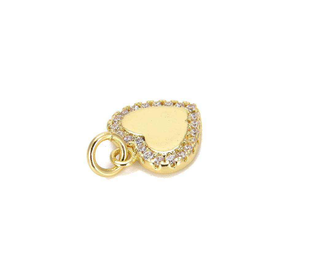 GOLD HEART W/ CRYSTAL OUTLINE CHARM