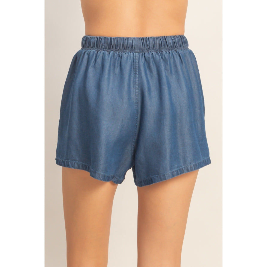 DARK BLUE DRAWSTRING SHORTS