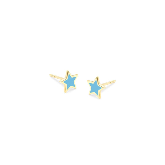 GOLD/BLUE ENAMEL STAR STUDS
