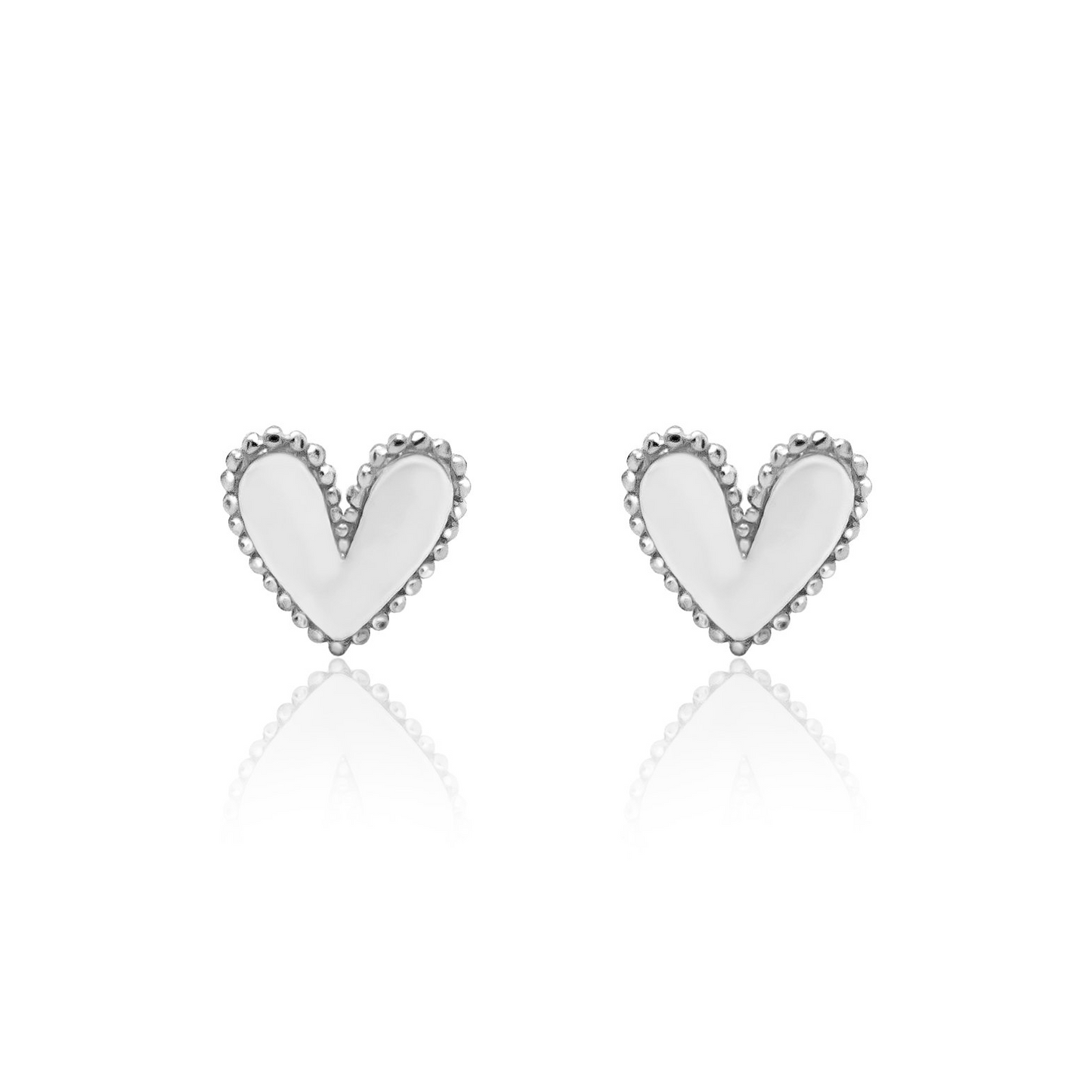 SILVER BEAD HEART EARRINGS