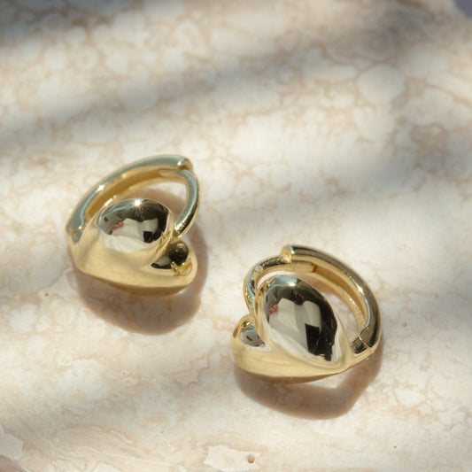 PUFFY HEART HUGGIES in GOLD
