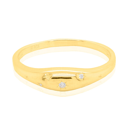 GOLD STAR SETTING SLIM DOME RING