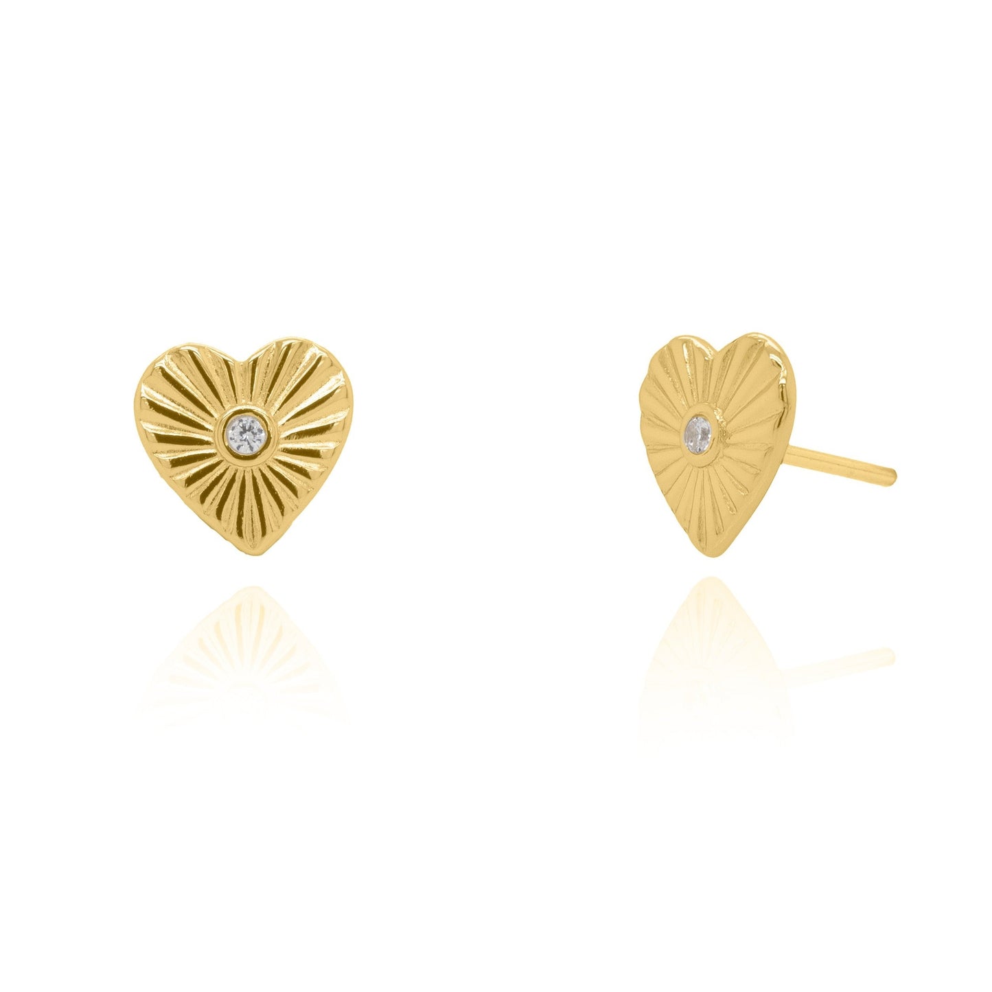 GOLD SUNBEAM HEART STUDS