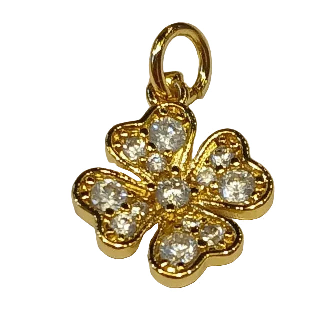 GOLD PAVE CLOVER CHARM