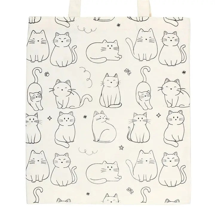 WHITE CAT PRINT TOTE