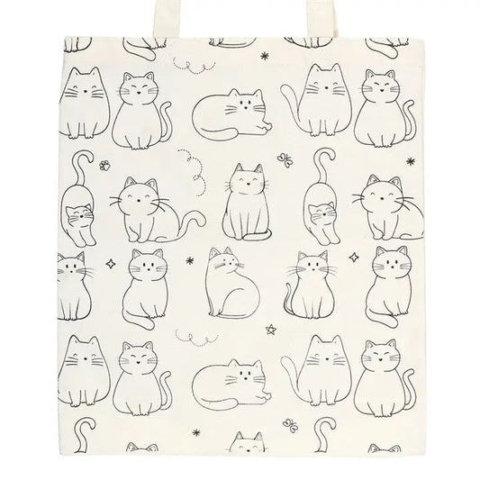 WHITE CAT PRINT TOTE