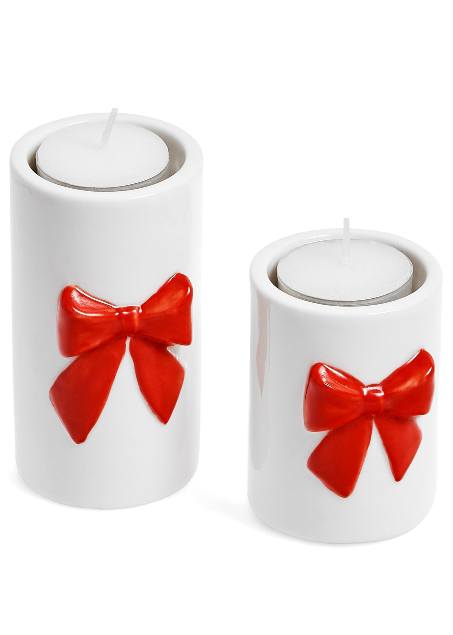 RED BOW CANDLE HOLDER