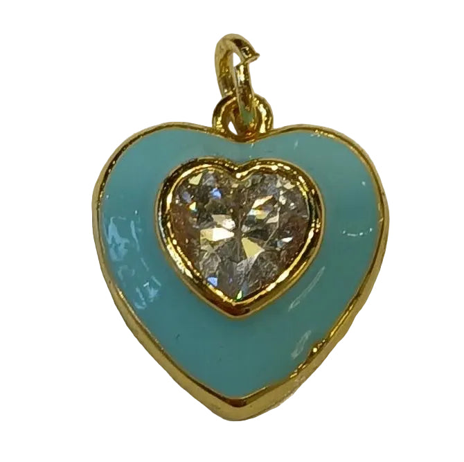 LIGHT BLUE HEART W/ CRYSTAL